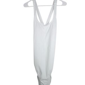 New Andie Swim Women’s The Tulum One Piece Swimsuit White Ribbed Large $112 1216